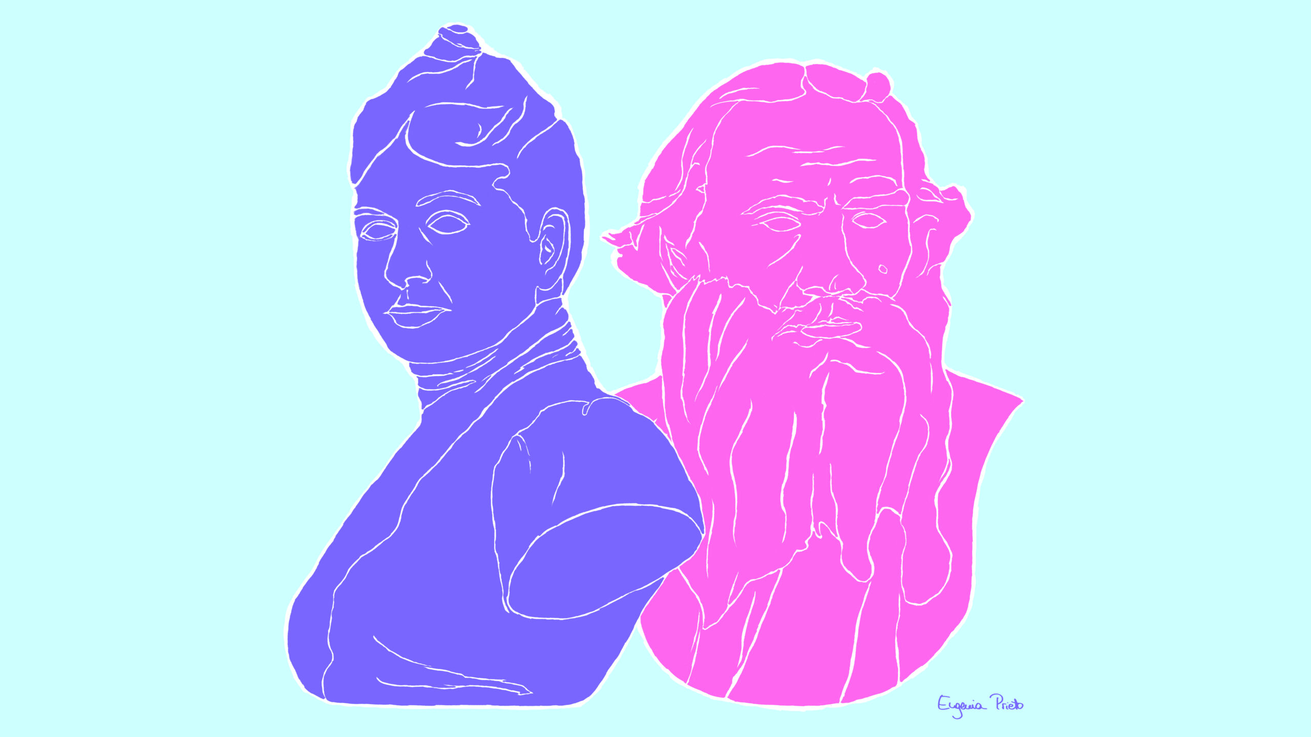 Ilustración de Sofia Tolstaia y Leo Tolstoi
